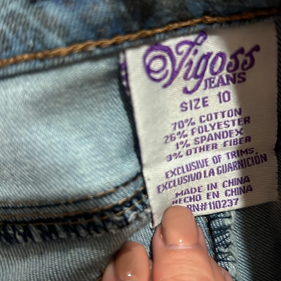 Vigoss Shorts Jean Girl Adjustable Waist Rollup Stretch Comfy Paisley Stretchy - Picture 12 of 12